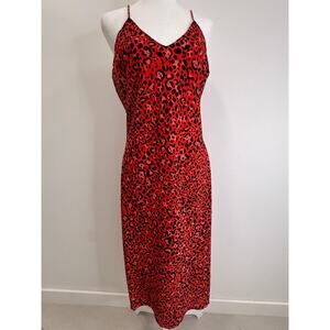 Hey You Red Leopard Slip Dress Maxi Size M
